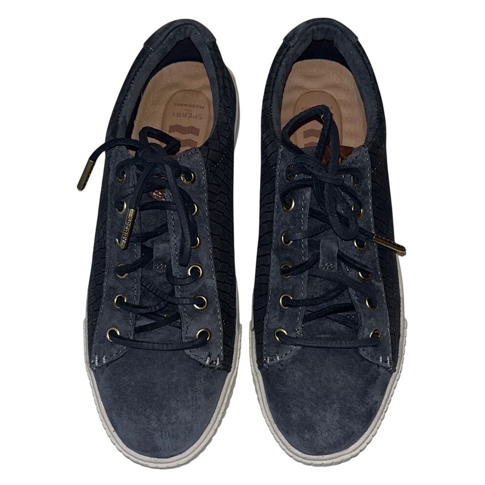 SPERRY Top Sider Croco Leather Memory Foam Lace Up‎ Sneakers
